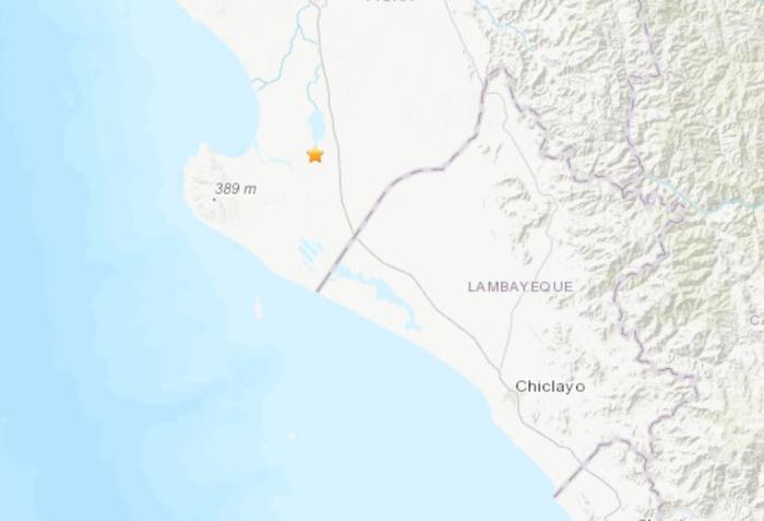 秘鲁西北部发生5.1级地震。(图片来源：美国地质勘探局网站截图)